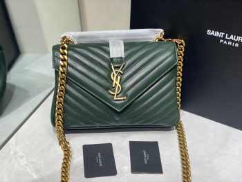 YSL Monogram College Bag Green 24cm