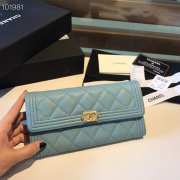 Chanel LeBoy Wallet Caviar Light Blue 19CM - 1