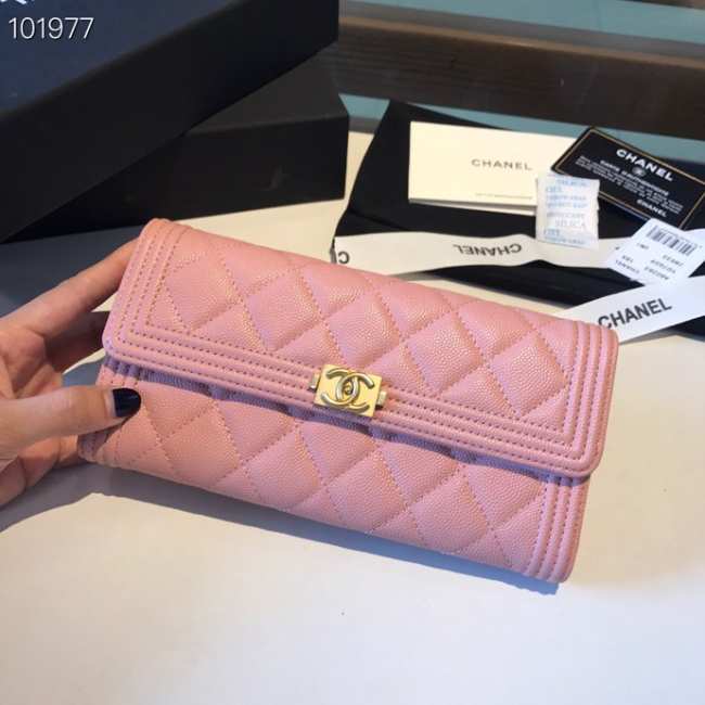 Chanel LeBoy Wallet Caviar Pink 19CM - 1