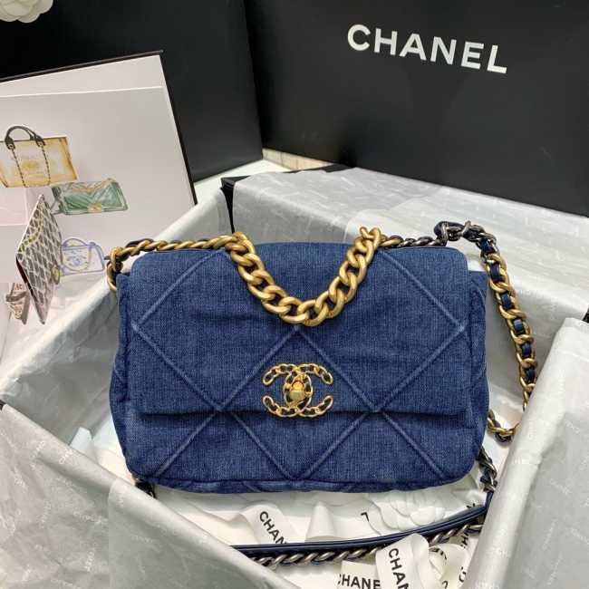 Chanel 19 Demin Bag 26cm Dark Blue - 1