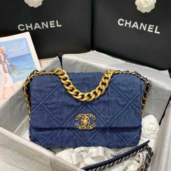 Chanel 19 Demin Bag 30cm Dark Blue