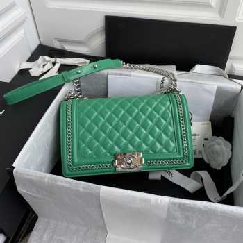 Chanel Boy Bag Green with Silver Hardware 25cm