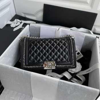 Chanel Boy Bag Black with Silver Hardware 25cm