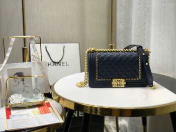 Chanel Leboy Bag Navy Blue 25CM