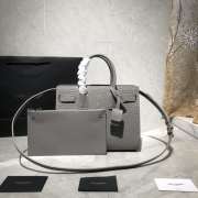 YSL Sac De Jour Bag Grey 26cm with Silver Hardware - 6