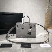 YSL Sac De Jour Bag Grey 22cm with Silver Hardware - 1