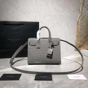 YSL Sac De Jour Bag Grey 22cm with Silver Hardware