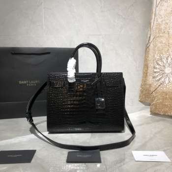 YSL Sac De Jour Bag Black 26cm with Silver Hardware