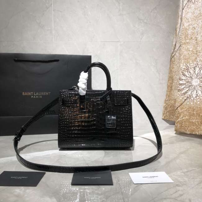 YSL Sac De Jour Bag Black 22cm with Silver Hardware - 1