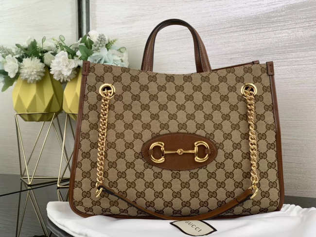 Gucci Horsebit 1955 Large Tote Bag Brown - 1