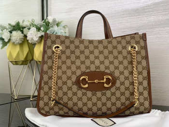 Gucci Horsebit 1955 Large Tote Bag Brown