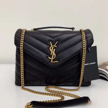 YSL Loulou Bag Black with Gold Hardware 23cm 