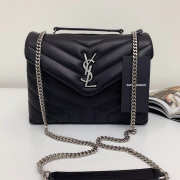 YSL Loulou Bag Black with Silver Hardware 23cm  - 1