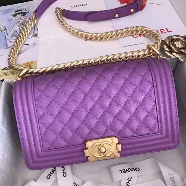 Chanel Boy Bag Purple 25cm  - 1