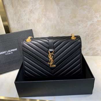 YSL Envelope Black Bag with Gold Hardware 24cm