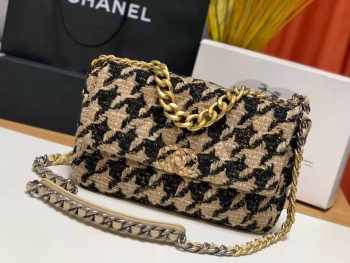 CHANEL 19 Wool Tweed Flap Bag Large