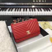 Chanel WOC Lambskin Wine Red Bag 19CM - 1