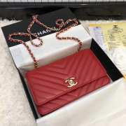 Chanel WOC Lambskin Wine Red Bag 19CM - 5