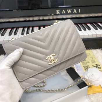 Chanel WOC Lambskin Grey Bag 19CM