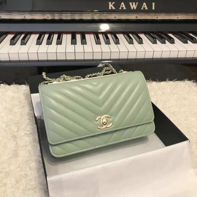 Chanel WOC Lambskin Light Green Bag 19CM - 1