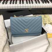 Chanel WOC Lambskin Light Blue Bag 19CM - 1