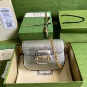 Gucci Horsebit 1955 Mini Shoulder Bag Silver 675801 21CM - 1