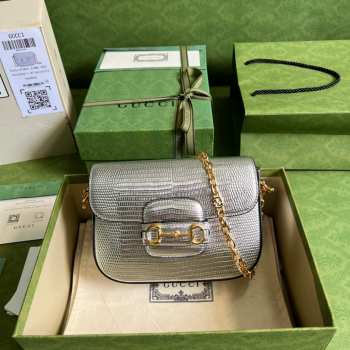 Gucci Horsebit 1955 Mini Shoulder Bag Silver 675801 21CM