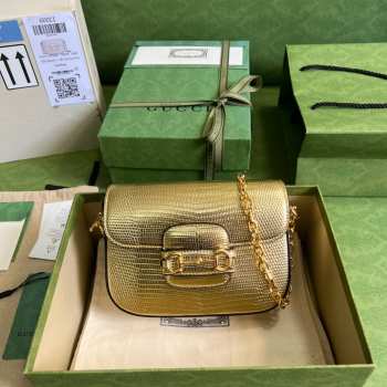 Gucci Horsebit 1955 Mini Shoulder Bag Golden 675801 21CM