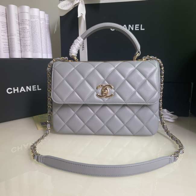 Chanel Flap Bag with Top Handle Lambskin Light Purple with Gold Hardware 92236  - 1