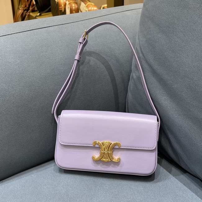 Celine Triomphe Shoulder Bag 194143 Light Purple 20CM - 1