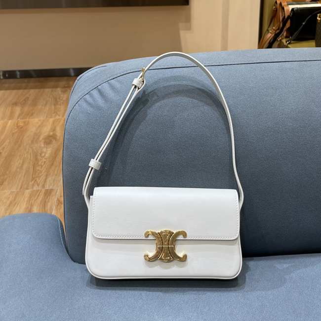 Celine Triomphe Shoulder Bag 194143 White 20CM - 1