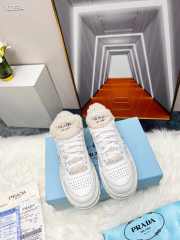 Prada Leather and Shearling Sneakers White - 3