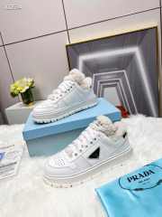 Prada Leather and Shearling Sneakers White - 2