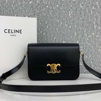 Celine Triomphe Shoulder Bag Black 22CM