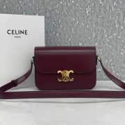 Celine Triomphe Shoulder Bag Dark Red 22CM - 1