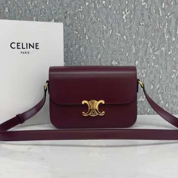 Celine Triomphe Shoulder Bag Dark Red 22CM