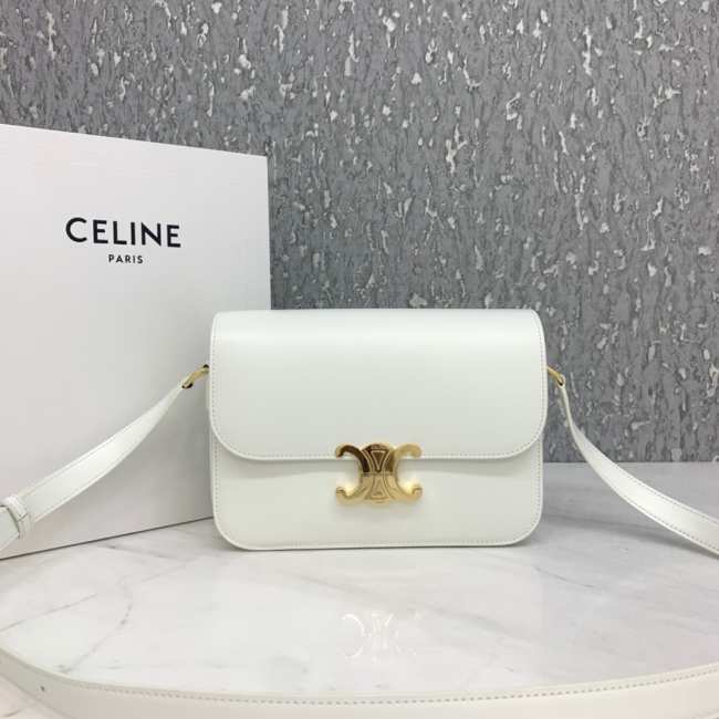 Celine Triomphe Shoulder Bag White 22CM - 1