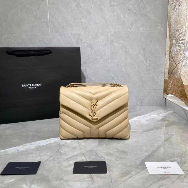 YSL Loulou Small Shoulder Bag Beige 23CM - 1