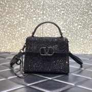 Valentino Mini Vsling Handbag with Sparkling Embroidery Black - 1