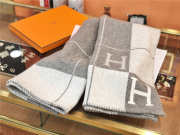 Hermes Wool Blanket Grey and White - 3