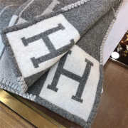 Hermes Wool Blanket Grey and White - 5