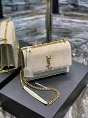 YSL Sunset Shoulder Bag White 22cm - 5