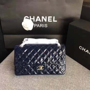 Chanel Flap Navy Blue Bag With Silver Hardware 25cm