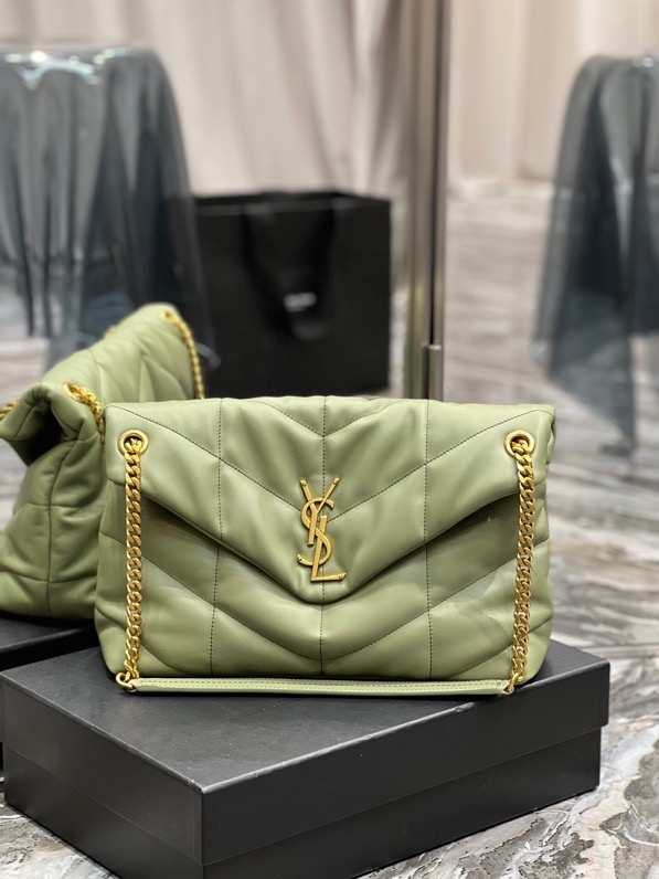 YSL Loulou Puffer Bag Green 35cm  - 1