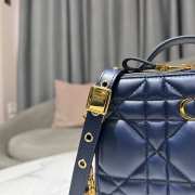 Dior Caro Box Bag with Chain Royal Blue 18cm - 4