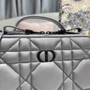 Dior Caro Box Bag with Chain Grey 18cm - 2