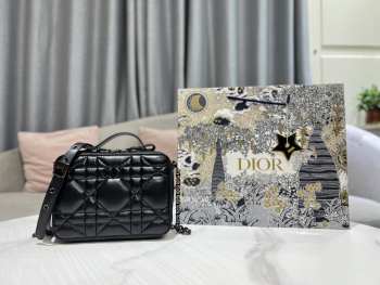 Dior Caro Box Bag with Chain Black 18cm