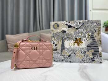 Dior Caro Box Bag with Chain Pink 18cm