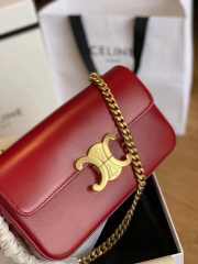 Celine Triomphe Shoulder Bag 197993 Red 20cm - 2