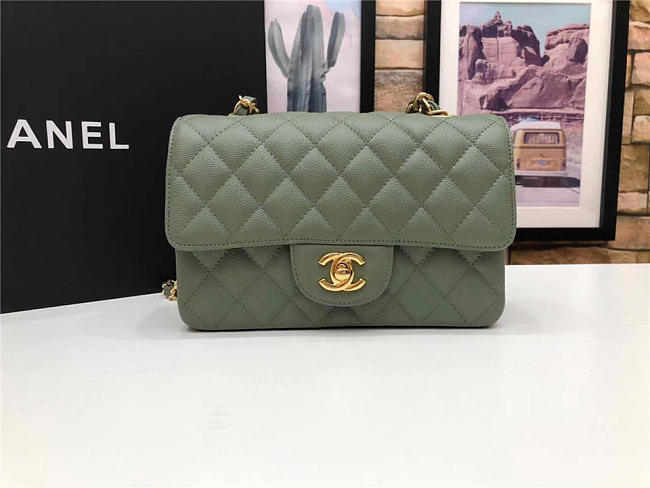 Chanel Flap Bag Caviar in Green 20cm with Gold Hardware - 1